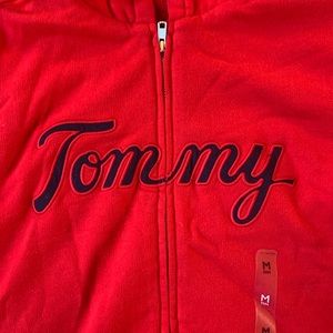 Red zip-up Tommy Hilfiger hoodie